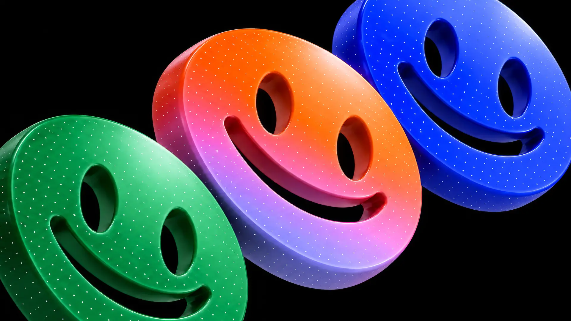 Colourful 3D smiley faces